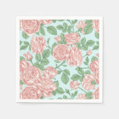 Serviette En Papier Rose rose Jardin Bouquet Motif (Devant)