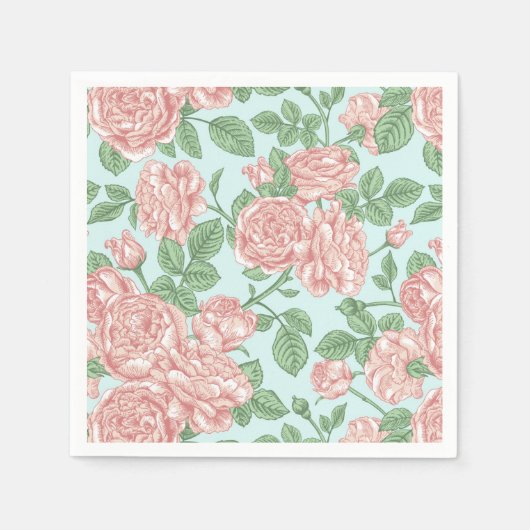 Serviette En Papier Rose rose Jardin Bouquet Motif (Devant)
