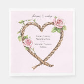 Serviette En Papier Rose rose Mariage du coeur floral (Devant)