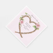 Serviette En Papier Rose rose Mariage du coeur floral (Coin)