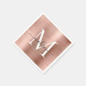 Serviette En Papier Rose Rose Or Monogramme Girly Script en métal bros (Coin)