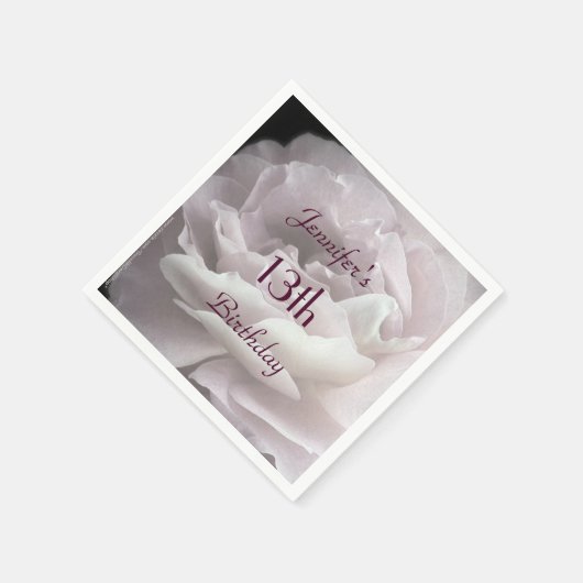 Serviette En Papier Rose rose pâle, 13e fête d'anniversaire, nom, papi (Coin)