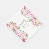 Serviette En Papier Rose rose pâle vert Mariage floral (Coin)