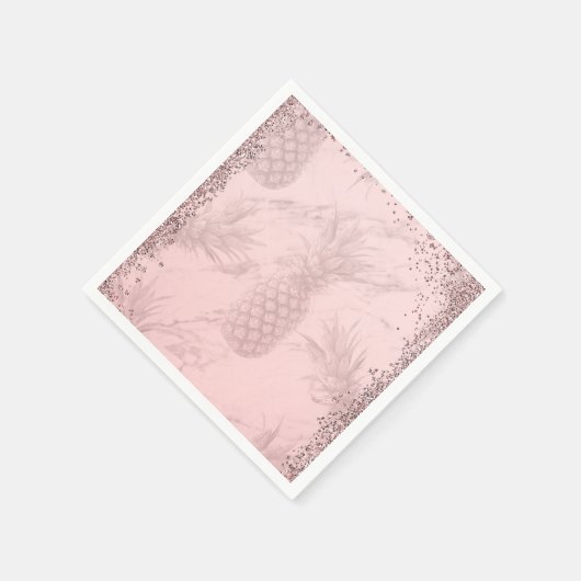 Serviette En Papier Rose Rose Parties scintillant or Ananas Tropical P (Coin)