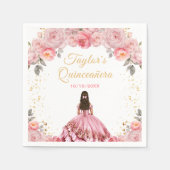 Serviette En Papier Rose Rose princesse Floral Quinceañera (Devant)