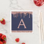 Serviette En Papier Rose Rose Rose Gold Parties scintillant Marine Blu (En situation)