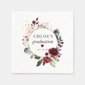 Serviette En Papier Rose rose rose rouge Graduation Florale (Devant)