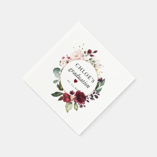 Serviette En Papier Rose rose rose rouge Graduation Florale (Coin)
