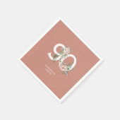 Serviette En Papier Rose rose saumon élégante 90e anniversaire (Coin)