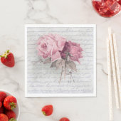 Serviette En Papier Rose rose souple sur papier fixe personnalisé (En situation)