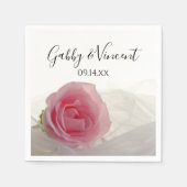 Serviette En Papier Rose rose sur Mariage blanc (Devant)