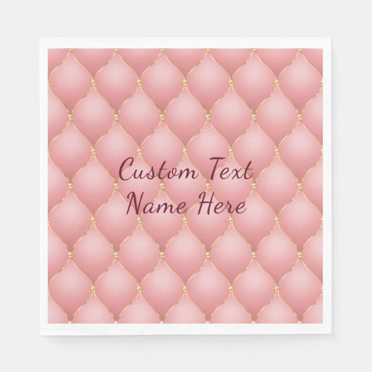 Serviette En Papier Rose rose vierge Or Diamant Texte personnalisé ser (Devant)