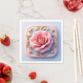 Serviette En Papier Rose Rose Vintage de Style (En situation)