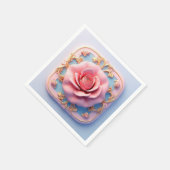 Serviette En Papier Rose Rose Vintage de Style (Coin)