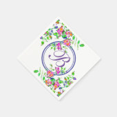 Serviette En Papier Rose rose vintage - monogramme (Coin)