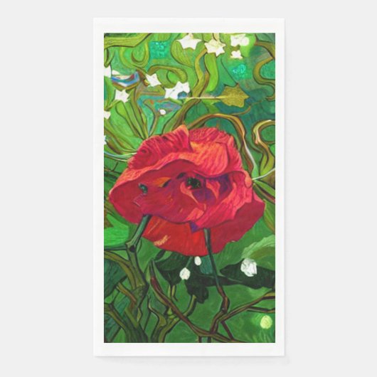 SERVIETTE EN PAPIER ROSE ROUGE (Devant)