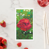 SERVIETTE EN PAPIER ROSE ROUGE (En situation)