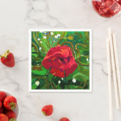 SERVIETTE EN PAPIER ROSE ROUGE (En situation)