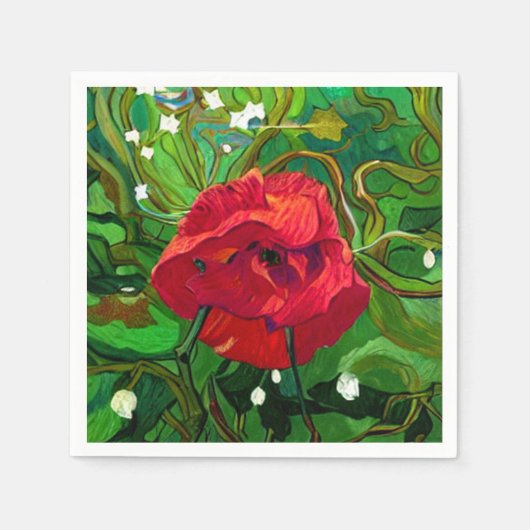 SERVIETTE EN PAPIER ROSE ROUGE (Devant)