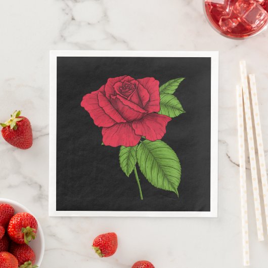 Serviette En Papier Rose rouge 2 (En situation)
