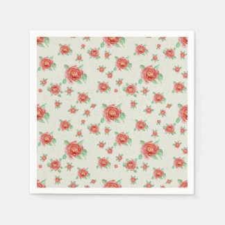 Serviette en papier rose rouge aquarelle