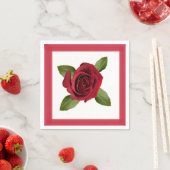 Serviette En Papier Rose rouge avec papier frontière Napkin (En situation)