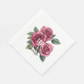 Serviette En Papier Rose rouge blanc Mariage d'amour Floral (Coin)