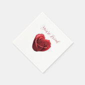 Serviette En Papier Rose rouge en forme de coeur - Vous êtes aimés - (Coin)