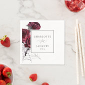 Serviette En Papier Rose rouge et chauves-souris Mariage d'Halloween - (En situation)