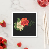 Serviette En Papier Rose rouge et marguerites Arrière - plan noir (En situation)