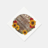 Serviette En Papier Rose rouge et tournesol Rustique en bois Napkin (Coin)