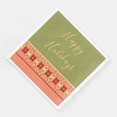 Serviette En Papier Rose rouge floral et vert (Coin)