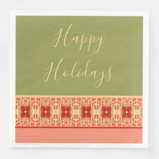 Serviette En Papier Rose rouge floral et vert (Devant)