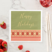 Serviette En Papier Rose rouge floral et vert (En situation)