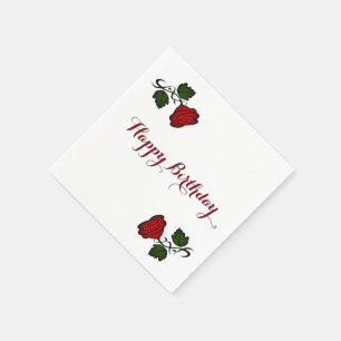Serviette En Papier Rose rouge Kiss kash002 Joyeux anniversaire