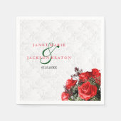 Serviette En Papier Rose rouge Mariage floral (Devant)
