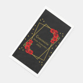 Serviette En Papier Rose rouge Noir et or Quinceañera (Coin)