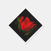 Serviette En Papier Rose rouge - Passion noire (Coin)