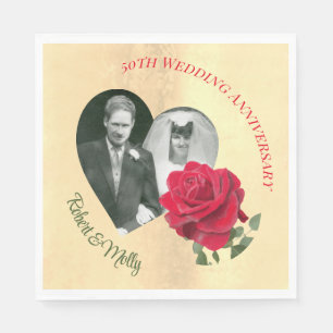 Serviette En Papier Rose Rouge personnalisé Anniversaire
