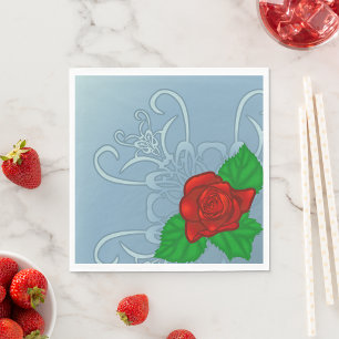 Serviette En Papier Rose rouge romantique Classique Floral