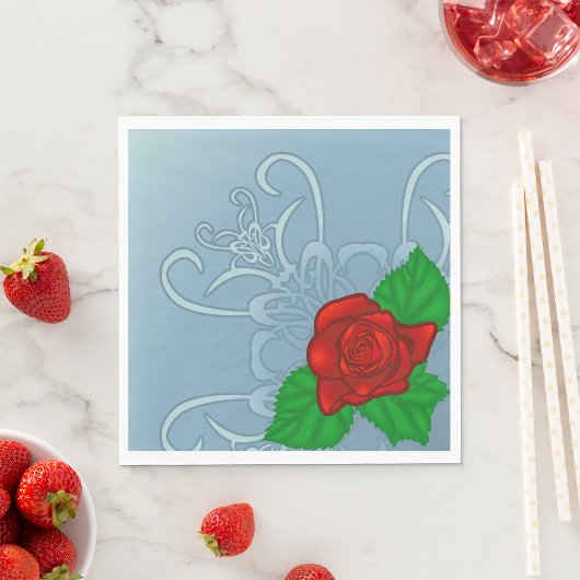 Serviette En Papier Rose rouge romantique Classique Floral