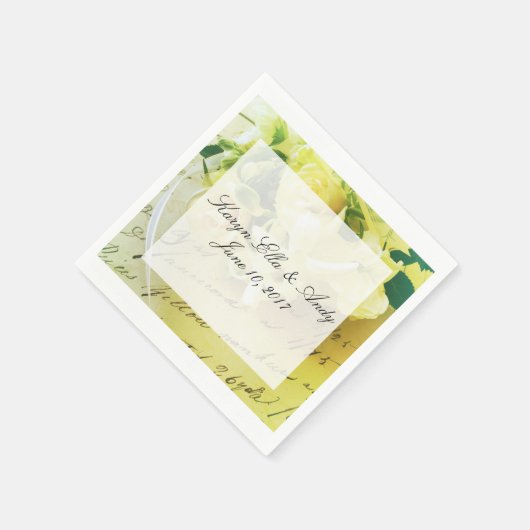 Serviette En Papier Rose, ruban, ancienne écriture manuscrite avec zon (Coin)