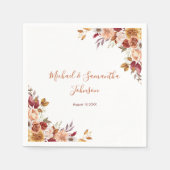 Serviette En Papier Rose rustique et Mariage de automne Chrysanthemum (Devant)