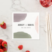 Serviette En Papier Rose, Sage, & Graphe Cercles modernes Mariage (En situation)