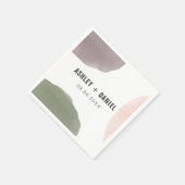 Serviette En Papier Rose, Sage, & Graphe Cercles modernes Mariage (Coin)