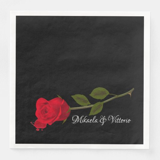 Serviette En Papier Rose sanglant Élégant Mariage gothique noir (Devant)