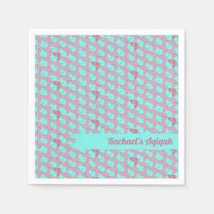 Serviette En Papier Rose saumon turquoise, Décoration pour une fête de
