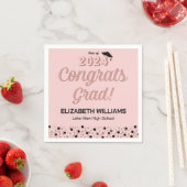 Serviette En Papier Rose Script Confetti Félicats Grille Pink Napkin (En situation)