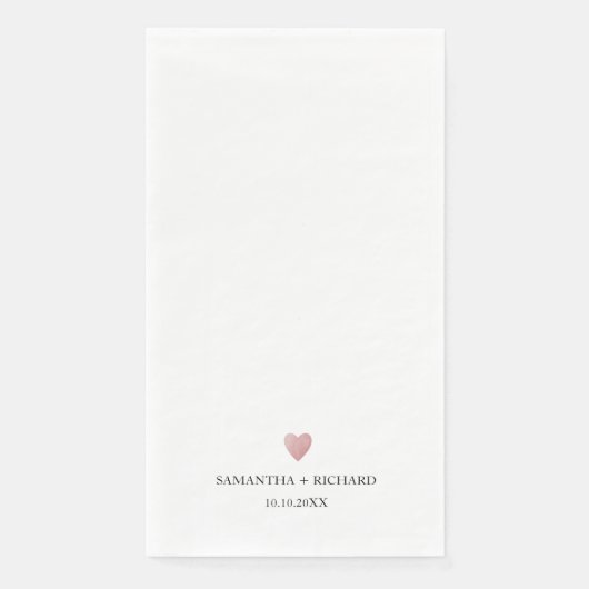 Serviette En Papier Rose simple et élégant Mariage Gold Heart (Devant)
