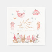 Serviette En Papier Rose sous la mer Anniversaire (Devant)